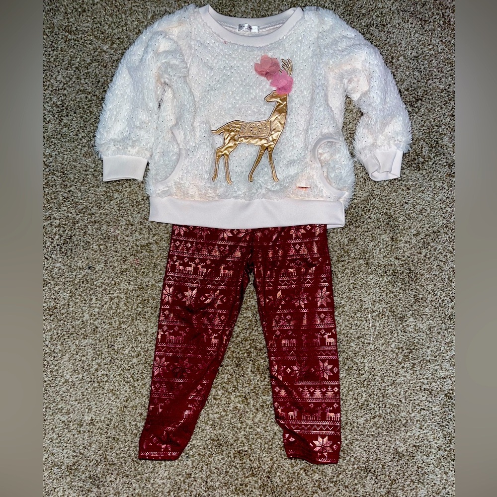 Tahari Girls 2-Piece Reindeer Set - Size 2T